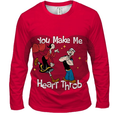 Чоловічий 3D лонгслів Olive Oyl - Popeye, Love hearts (вид спереду)