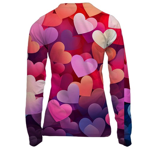 Жіночий 3D лонгслів Colorful Love hearts (вид ззаду)