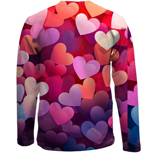 Дитячий 3D лонгслів Colorful Love hearts (вид ззаду)