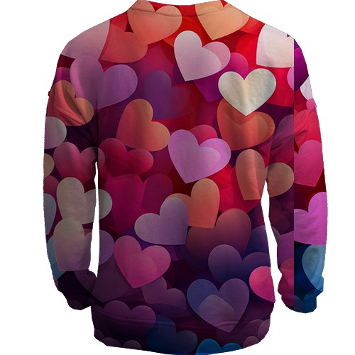 3D світшот Colorful Love hearts (вид ззаду)