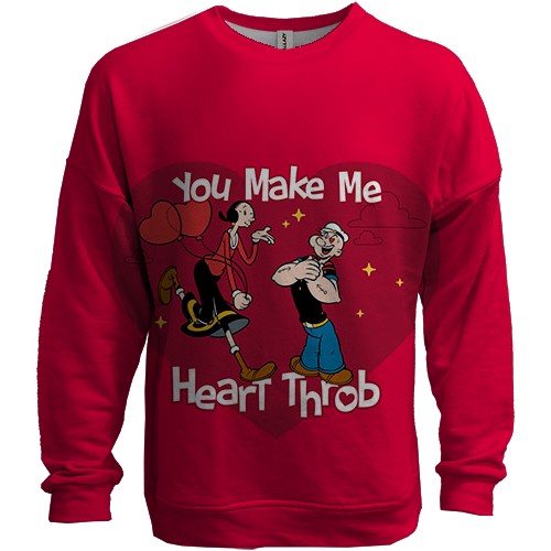 3D світшот Olive Oyl - Popeye, Love hearts (вид спереду)