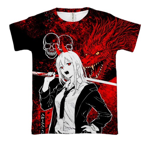 3D футболка Power x Dragon, red (вид спереду)