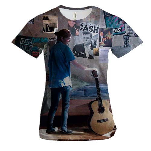 Женская 3D футболка Элли с гитарой - TLoU (вид спереди)