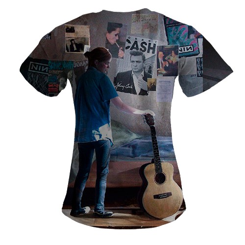 Женская 3D футболка Элли с гитарой - TLoU (вид сзади)