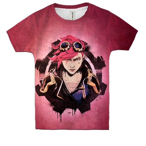 Детская 3D футболка Vi - LoL (Arcane) (вид спереди)