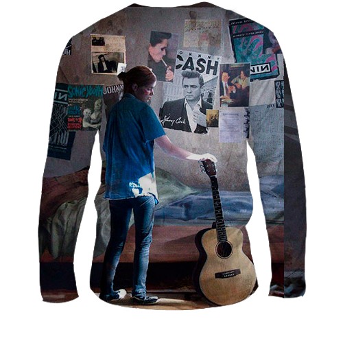 Мужской 3D лонгслив Элли с гитарой - TLoU (вид сзади)