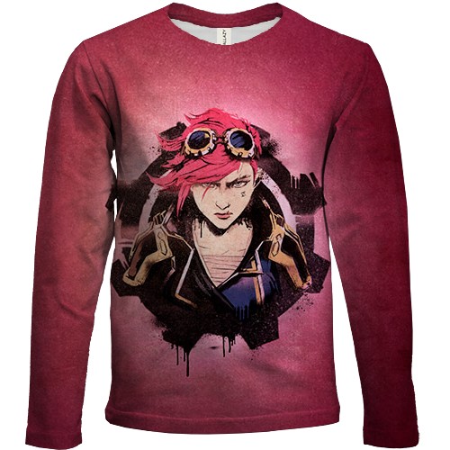 Детский 3D лонгслив Vi - LoL (Arcane) (вид спереди)