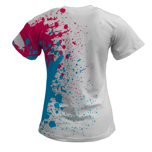 Женская 3D футболка Roblox яркие краски (вид сзади)