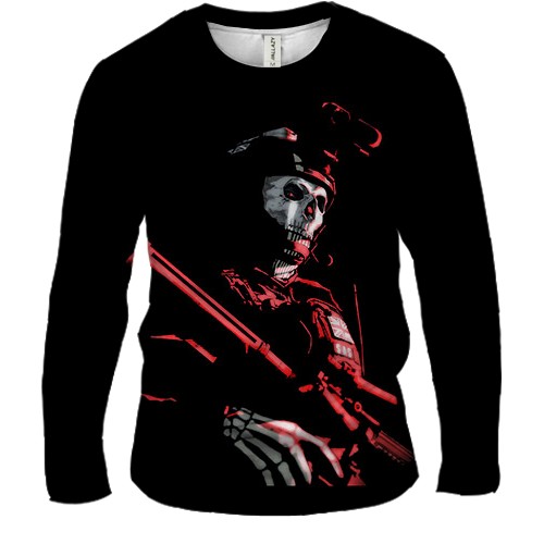 Мужской 3D лонгслив Ghost - Call of Duty (вид спереди)