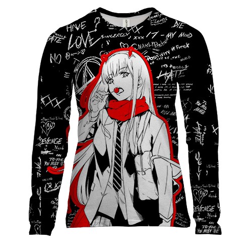 Жіночий 3D лонгслів 02 - Милий у Франксі (вид спереду)