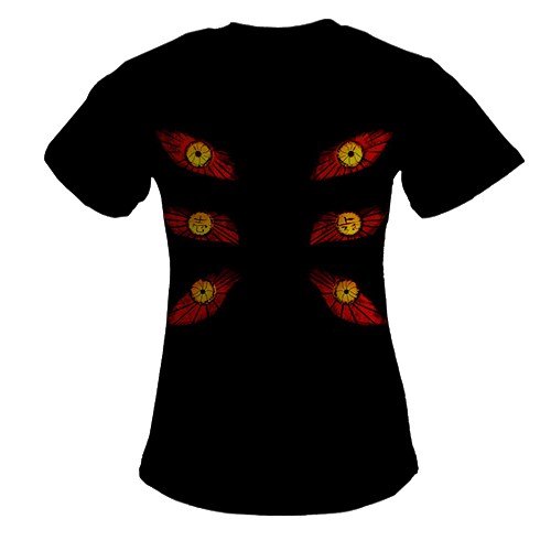 Женская 3D футболка Kokushibo eyes - Demon Slayer (вид сзади)