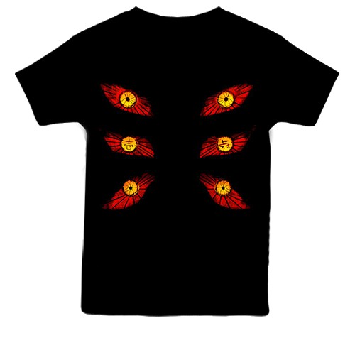 Детская 3D футболка Kokushibo eyes - Demon Slayer (вид сзади)