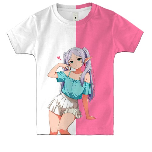 Дитяча 3D футболка Frieren pink (вид спереду)