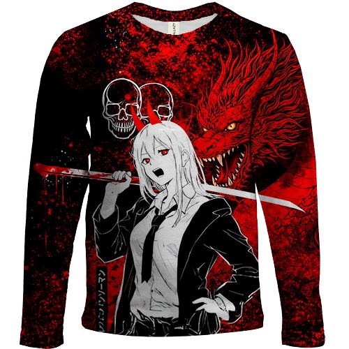 Детский 3D лонгслив Power x Dragon, red (вид спереди)