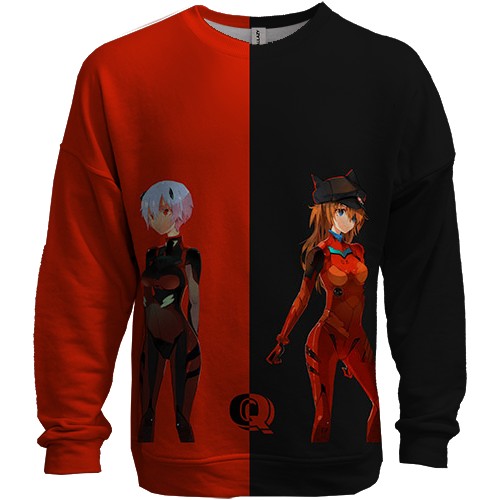 3D світшот Рей та Аска - Євангеліон (вид спереду)