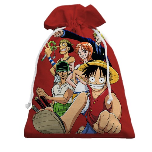 3D Подарунковий мішечок One Piece team, red (вид спереду)