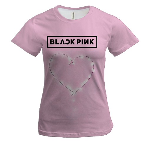 Женская 3D футболка Blackpink Heart (pink) (вид спереди)