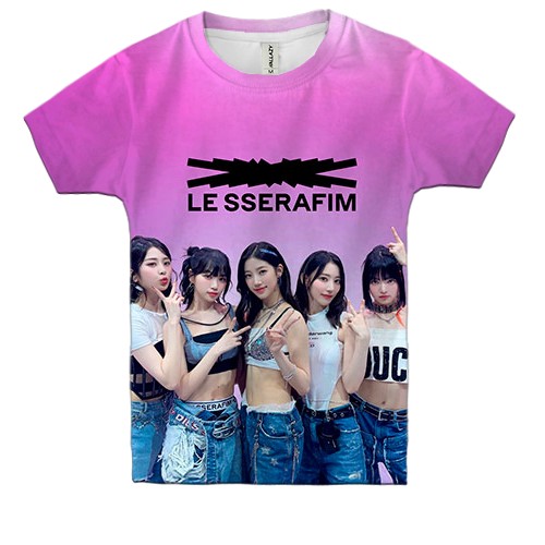 Детская 3D футболка Le Sserafim (вид спереди)