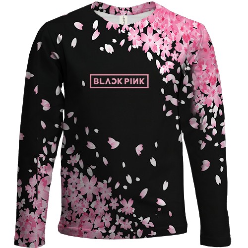 Дитячий 3D лонгслів Blackpink Flowers (вид спереду)