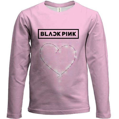 Детский 3D лонгслив Blackpink Heart (pink) (вид спереди)