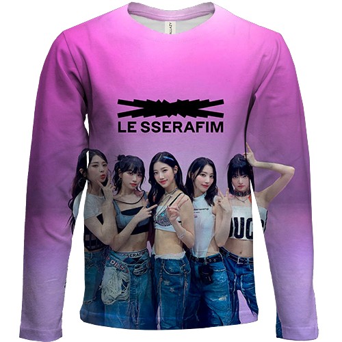 Детский 3D лонгслив Le Sserafim (вид спереди)