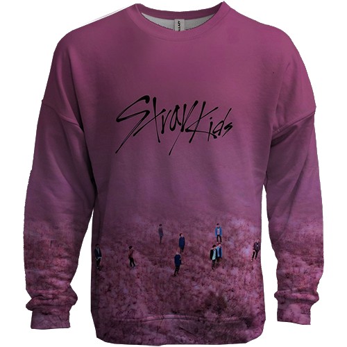 3D свитшот Stray Kids (розовое поле) (вид спереди)