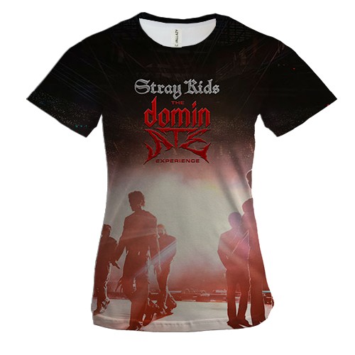 Женская 3D футболка Stray Kids - The dominATE experience (вид спереди)