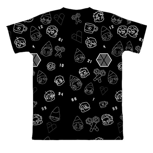3D футболка EXO з іконками (вид ззаду)