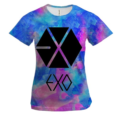 Жіноча 3D футболка EXO акварельний арт (вид спереду)