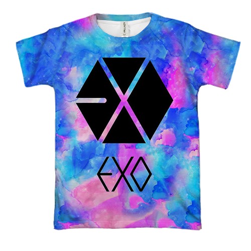 3D футболка EXO акварельний арт (вид спереду)