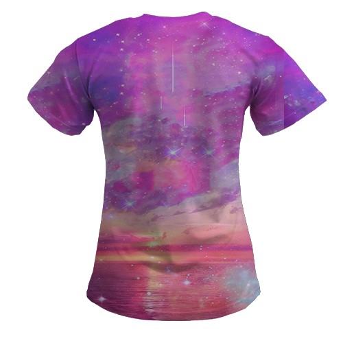 Жіноча 3D футболка EXO Рожеві хмари (вид ззаду)