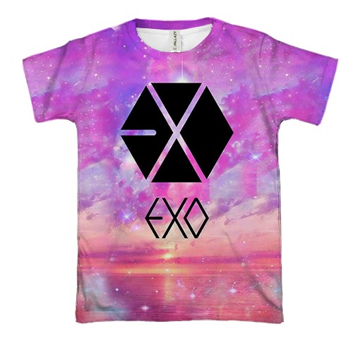 3D футболка EXO Рожеві хмари (вид спереду)