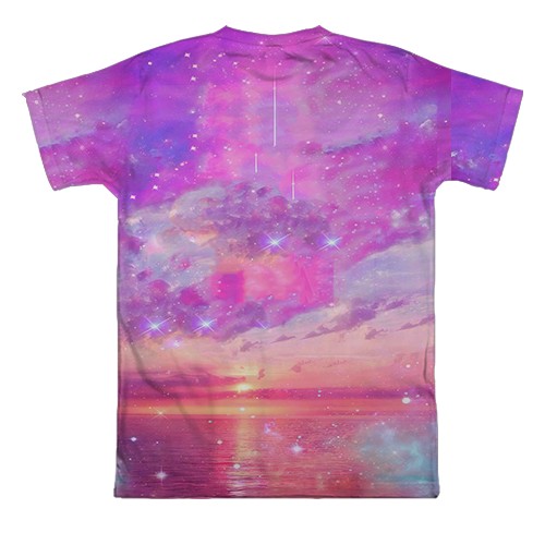 3D футболка EXO Рожеві хмари (вид ззаду)