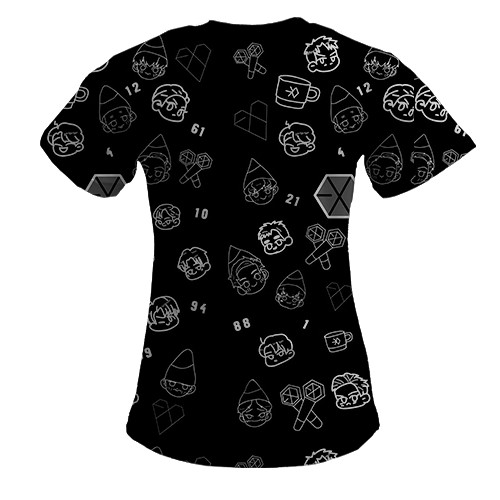 Жіноча 3D футболка EXO з іконками (вид ззаду)