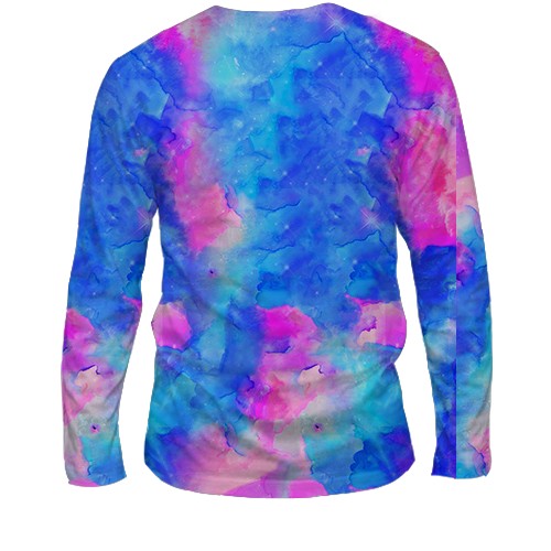 Мужской 3D лонгслив EXO акварельный арт (вид сзади)