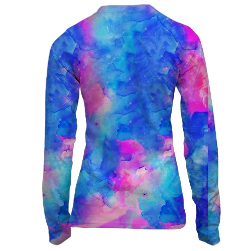 Женский 3D лонгслив EXO акварельный арт (вид сзади)