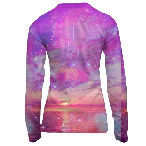 Жіночий 3D лонгслів EXO Рожеві хмари (вид ззаду)