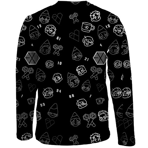 Детский 3D лонгслив EXO с иконками (вид сзади)
