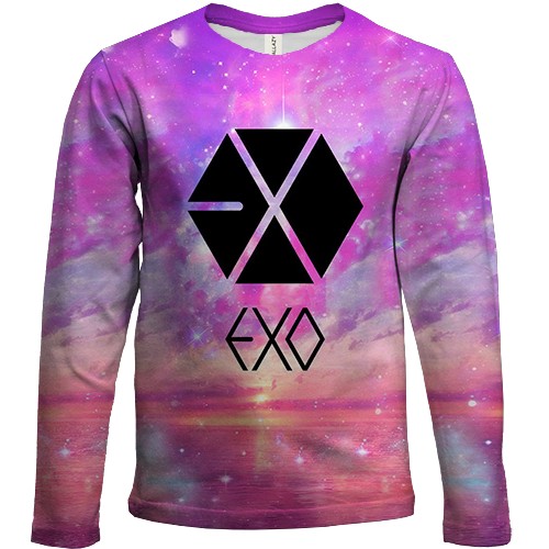 Детский 3D лонгслив EXO Розовые облака (вид спереди)