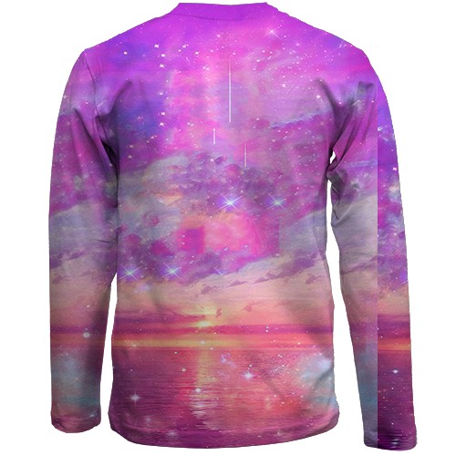 Детский 3D лонгслив EXO Розовые облака (вид сзади)