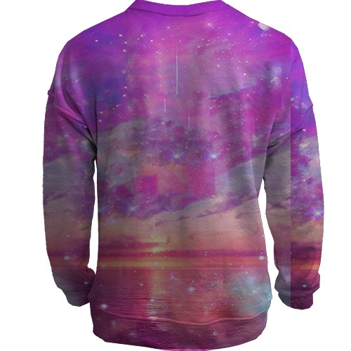 3D свитшот EXO Розовые облака (вид сзади)