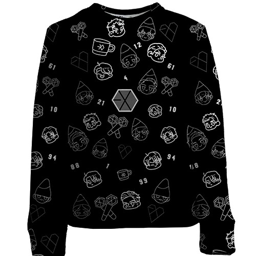 Дитячий 3D світшот EXO з іконками (вид спереду)