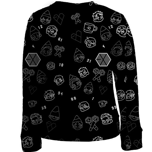 Дитячий 3D світшот EXO з іконками (вид ззаду)