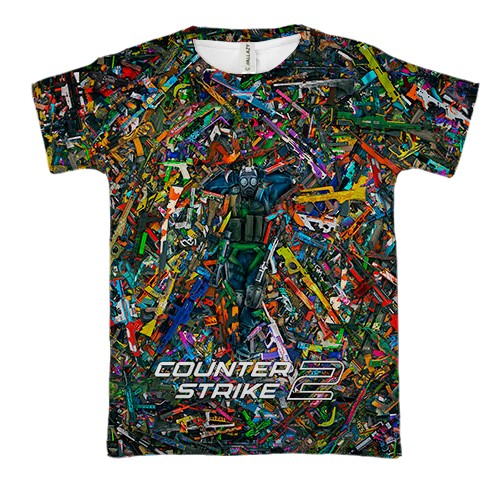 3D футболка CS2 - КТшник у скінах (вид спереду)