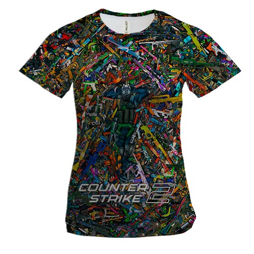 Жіноча 3D футболка CS2 - КТшник у скінах (вид спереду)
