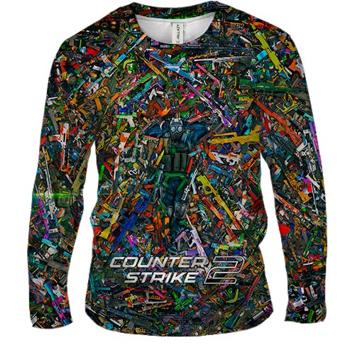 Чоловічий 3D лонгслів CS2 - КТшник у скінах (вид спереду)