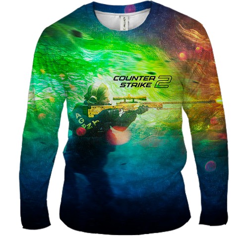 Чоловічий 3D лонгслів CS2 Agent Sniper (вид спереду)