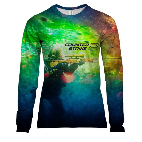 Жіночий 3D лонгслів CS2 Agent Sniper (вид спереду)