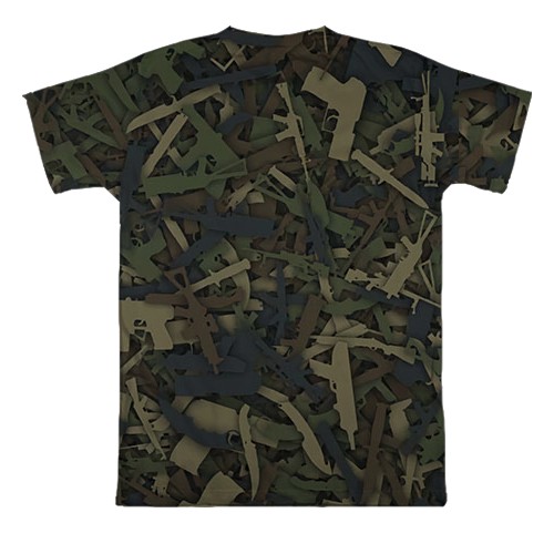 3D футболка CS2 - Guns Camouflage (вид ззаду)