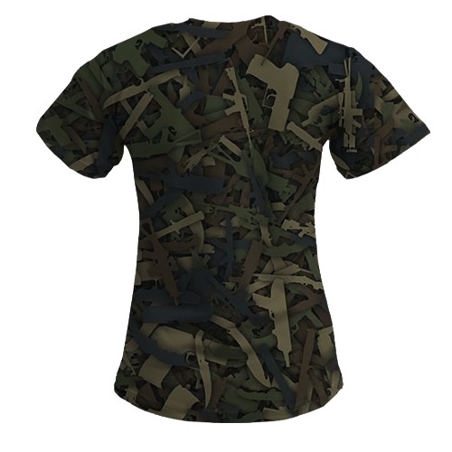 Жіноча 3D футболка CS2 - Guns Camouflage (вид ззаду)